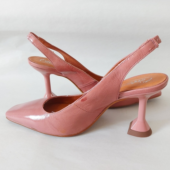 L'intervalle Leather Slingback Size 37 Square Toe Comfort Kitten Geometric Heel - Picture 7 of 12
